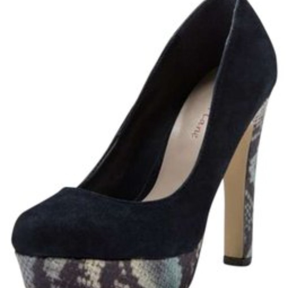 Navy Blue Snakeskin Lined Pump Heels